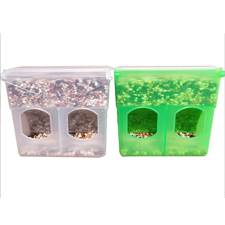 2 Holes Plastic Transparent Feeder Plastic Automatic Bird Pigeon Parrot Feeder