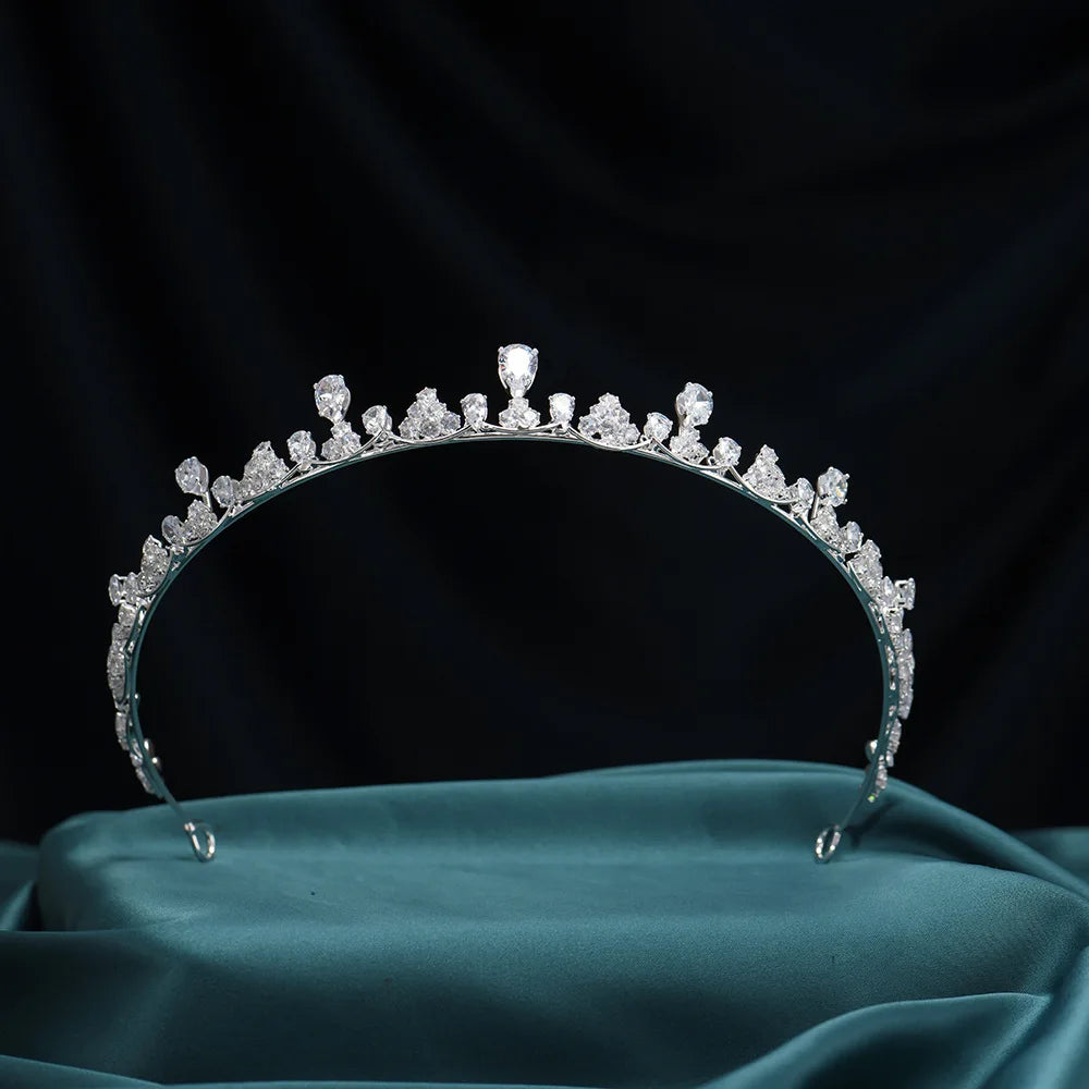 LUOXIN Elegant Princess Crown Wedding Party Hair Accessories Simple Zircon Bridal Tiara