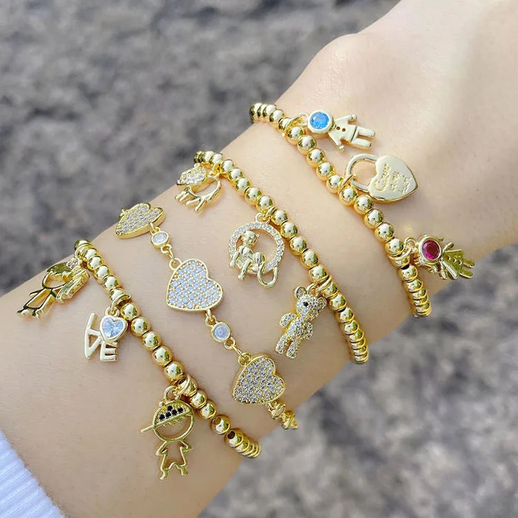 SC Europe America 18 K Gold Plated Bracelet Ins Niche Design Zircon Bracelet Original Fashion Temperament Beaded Bracelet