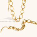 Maiou Vintage Chunky Fold Wear Stainless Steel 18K Gold Plated Link Chain Necklace and Bracelet Sets for Women Jewelry