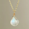 Rainbow Moonstone Necklace Teardrop Moonstone Pendant Necklace Dainty and Delicate Necklace