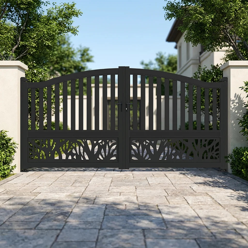 JHR Automatic Double Panels Swing Gate Opener Automatic Swing Gate Motor Designs Decorative Aluminum Gates
