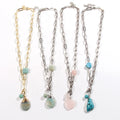 New Fashion Beautiful Women Jewelry Paperclip Chain Necklace Natural Stone Adjustable Charm Choker Necklace for Women Gift