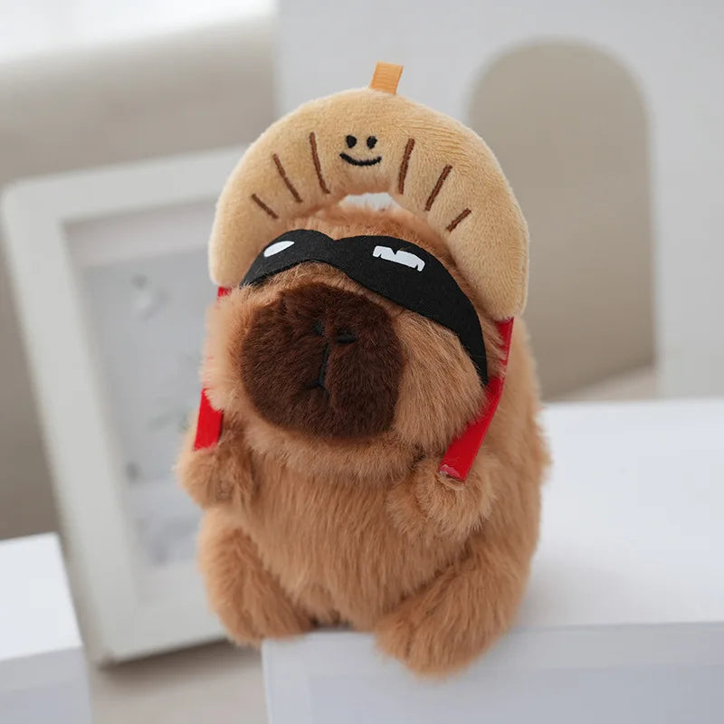 Cute Mini Peluches Cosplay Pirate Croissant Chef Capibara Peluche Plush Toys Animal Capybara Plush Stuffed Animal Toy Keychain