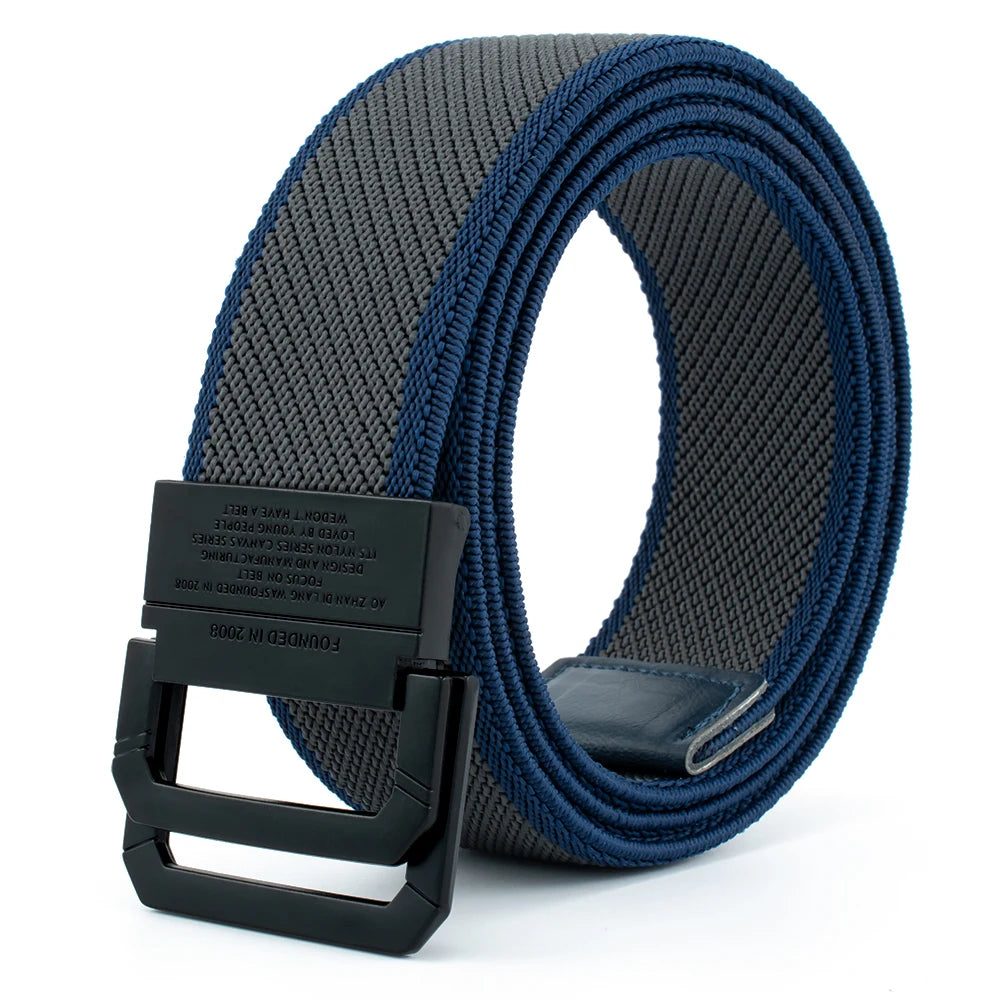 Wholesale Custom Men's Polyester Fiber Elastic Woven Stretch Belt Black Alloy for Buckle Casual Fashion Style