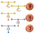 Gaby 14 Gauge Industrial Barbell Moon butterfly 316L Surgical Steel Piercing Industrial Barbell Fashion Jewelry Piercing Jewelry