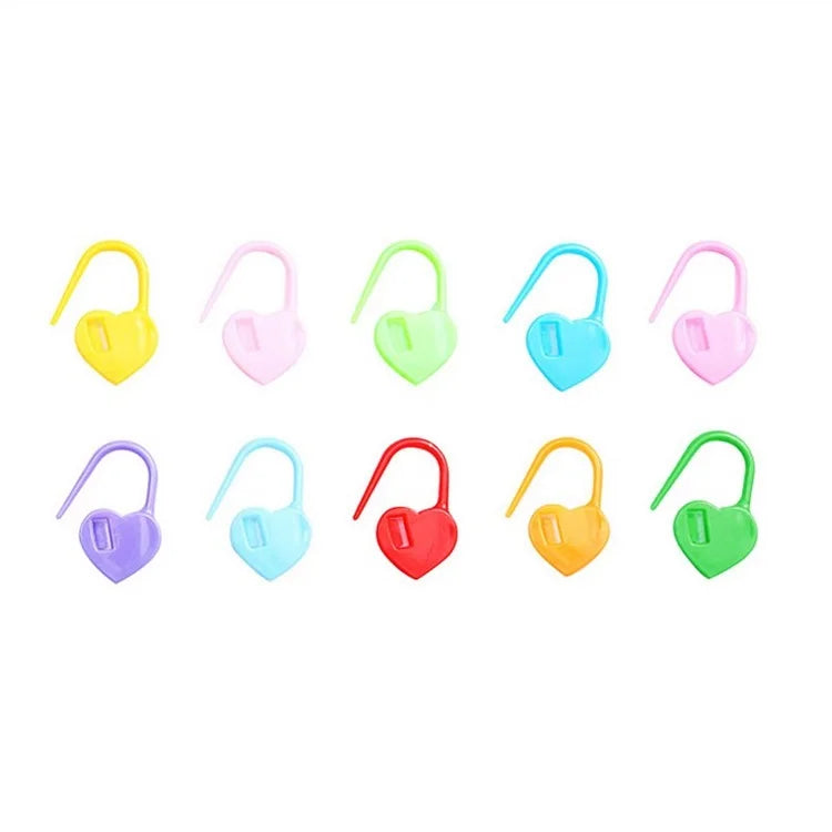 Wholesale 1000Pcs/Bag Mixed Color Plastic Heart Needle Clip Knitting Crochet Locking Stitch Counter Markers