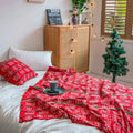 TT  Double-sided Jacquard Acrylic Cozy Knitted Throw Blanket for Sofa and Bed Decoration for Christmas