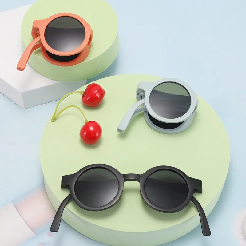 DCOPTICAL  2025 Plastic Folding Sunglasses Fold Portable Shades Matte Colors Baby Glasses UV400  for Kids
