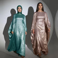 Customized Women Abaya 2024 Women's Dresses Elegant Shiny Polyester Kaftan Abaya Batwing Style Islamic Clothing Abaya