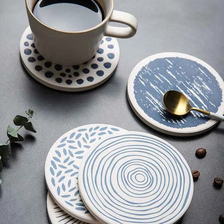 Custom Logo Printed Drink Ceramic Coaster Absorbent Quick-drying Mug Coaster for Hotel Home Bar Promotional Gift Business Party