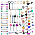Mix Acrylic Pill Tongue Ring Stainless Steel Straight Tongue Barbell Piercing Jewelry Skull Flower Heart Body Stud Body Jewelry