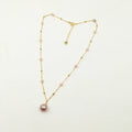 18 Inch Choker Necklace Nature Freshwater PEARL NECKLACE PEARL PENDANT9-10 mm Natural Purple Pearl Brass Chain Gold Plated