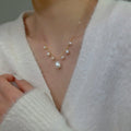 Korean Jewelry 14k Gold Filled Figaro Chain White Pearl Pendant Natural Baroque Freshwater Pearl Necklace