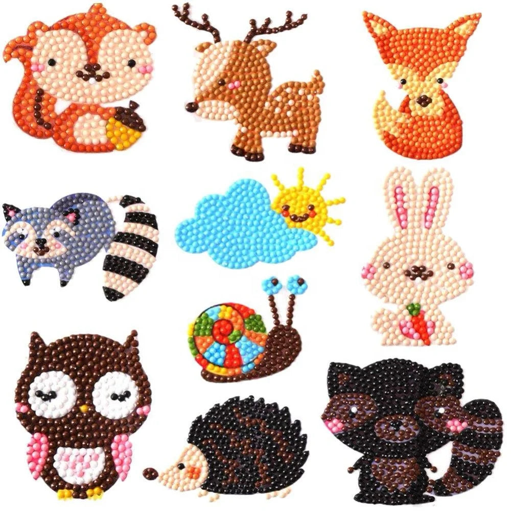 Cartoon Animal Head Diamond Painting Stickers 5D DIY Diamond Stickers for Children