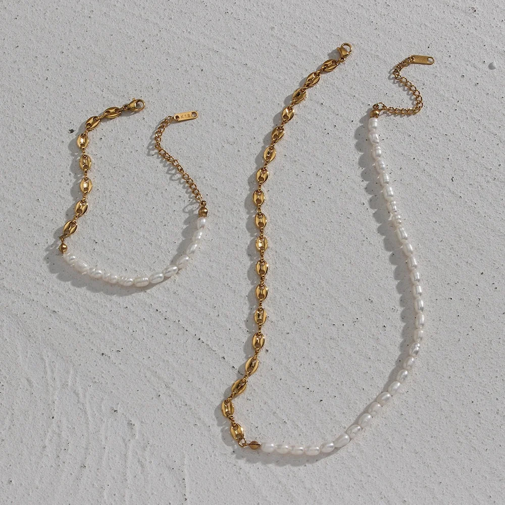 Dreamshow Asymmetric Freshwater Pearl Pig Nose Necklace  2021 Women Gold Plated Custom Necklace