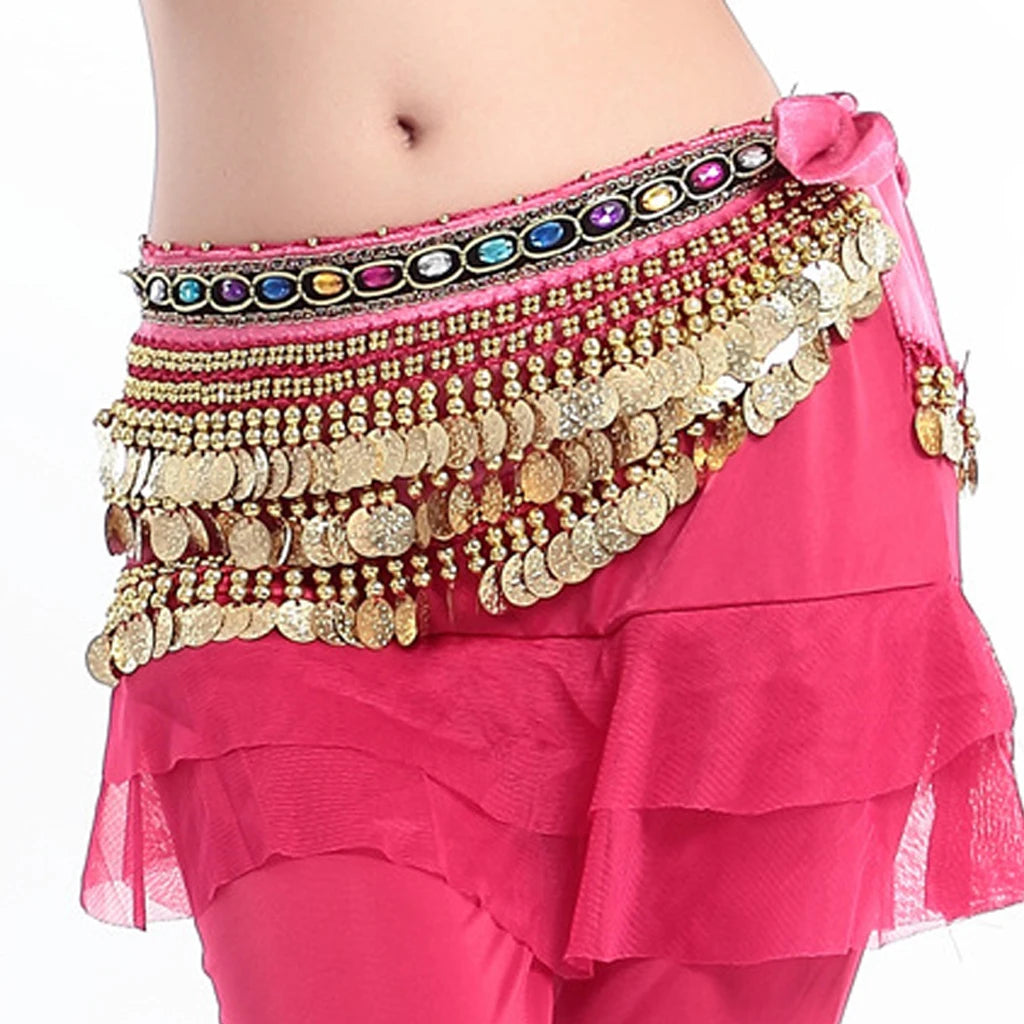 Belly Dance Hip Scarf Belly Dancing Multi-Row Coin Noisy Belt Skirt