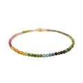 Fashion Minimalist 2mm Faceted Rainbow Tourmaline Bracelet Cute Beaded Good Luck Jewelry Gift for Anniversary Occasions Trendy