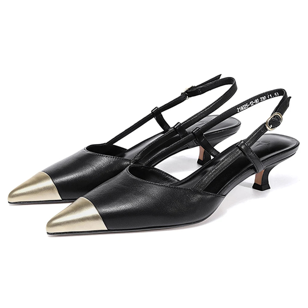 2024 Summer New Simple Fashion Comfortable Cat Heel Middle Hollow Single Shoes Women's Genuine Leather Shoes
