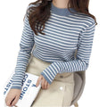 Women's 2024 Early Autumn Knitwear Sweaters for Girls New Korean Style Striped Long Sleeve Knitted Bottoming Crop Tops Sweater
