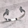 Stainless Steel Celtic Knot Rune Engraved Men Retro Nordic Viking Open Cuff Bracelet