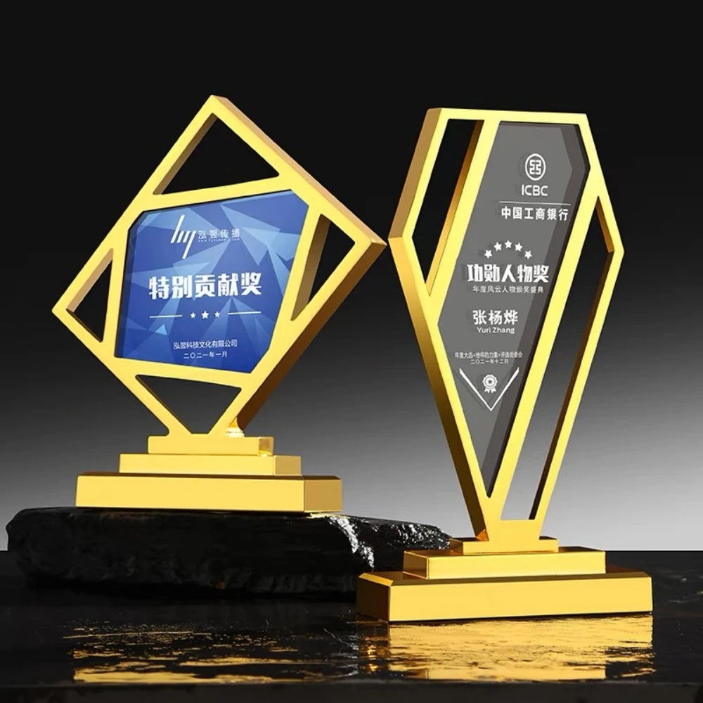 ADL 2024 New Design Metal High-Quality Trophies Awards Medals and Plaques Polished Crystal Trophy Metal Crafts for Business Gift