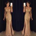 New Women's Long Dress  Women Dress Suspender Vneck Dress 2025 Spring New Open Fork Golden