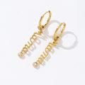 Fashion Gift Stainless Steel 18k Gold Plated Mama Words Letter Round Zircon  Earrings