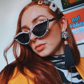 UNOC Luxury Fashion Cat Eye Sunglasses for Women 2024 New Arrival Vintage Orange Champagne Frame with UV400 Lenses Rhinestones