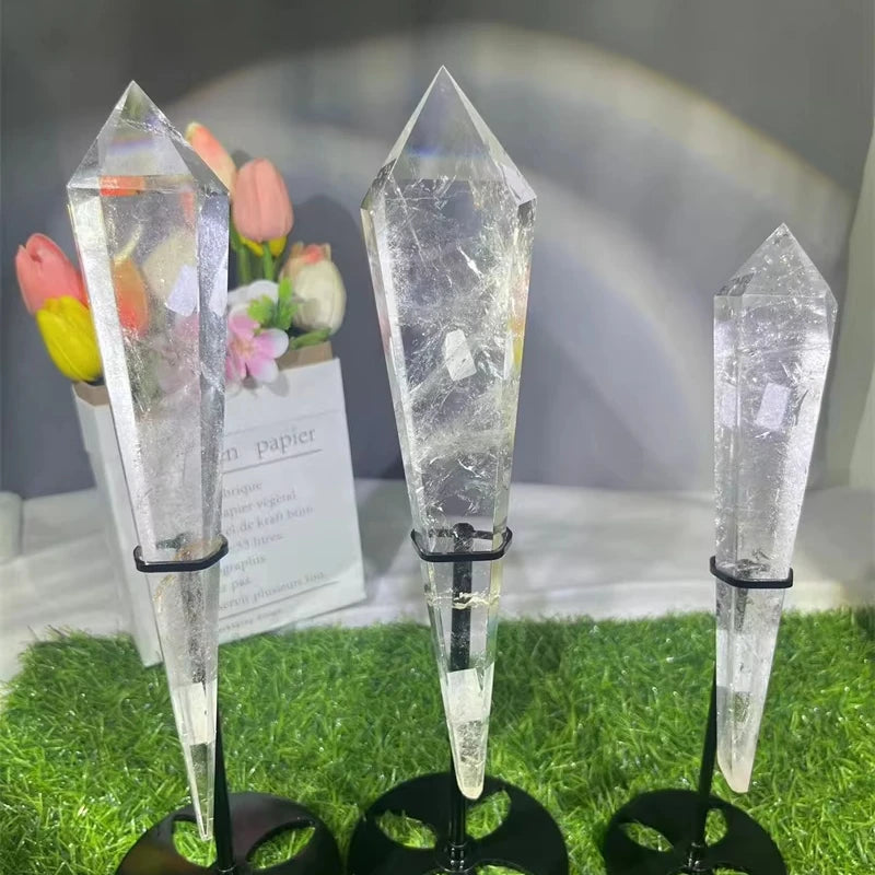 High Quality Crystal Crafts Natural clear Quartz Wand clear Quartz Ornaments for Gifts