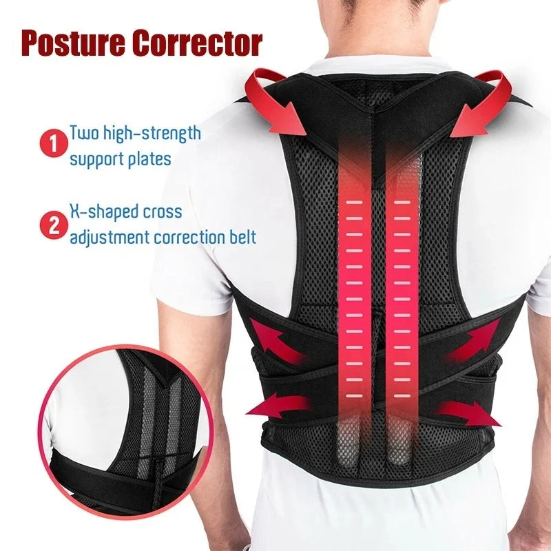 Breathable Mesh Fabric Back Support Brace Posture Corrector Belt Clavicle Brace