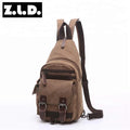 Zuolunduo Latest Model Small Unisex Canvas Chest Bag Solid Color Vintage Fashionable Zipper Men's Ladies' Sling Crossbody Made