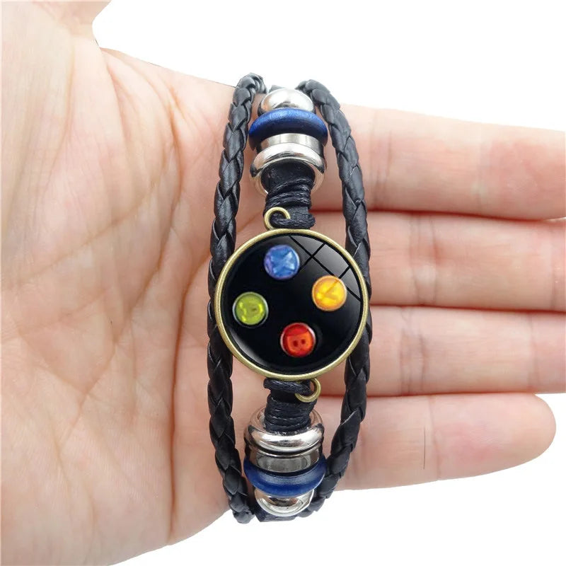 SC Fashion Old Video Game Controller Leather Bracelet Handmade Glass Gem Men Bracelets Wholesale Art Charm Bracelet for Men