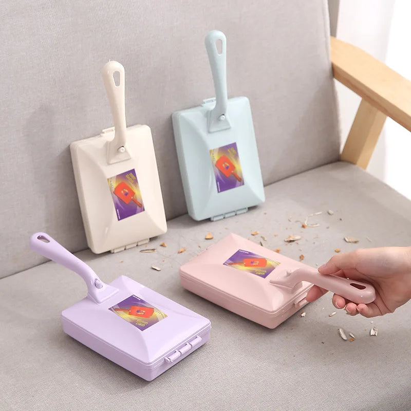 Multi-purpose Bedroom Floor Cleaning Brush with Handle Handheld Plastic Carpet Dusting Brush Household Sofa Two Wheels Brush