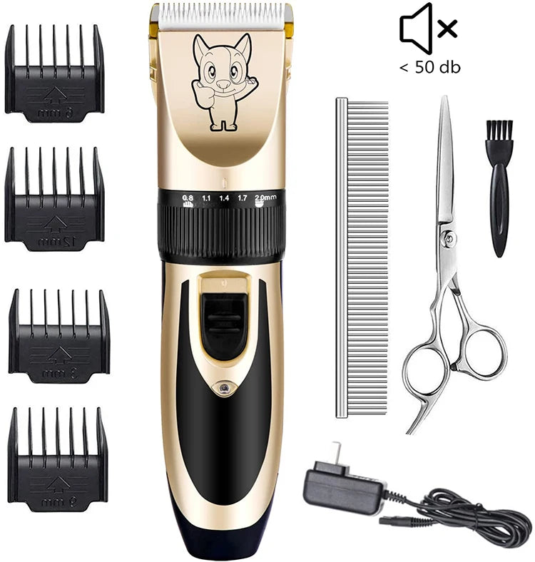 Cordless Dog & Cat Clippers Pet Grooming Kit with Plastic Chargeable Battery Low Noise
