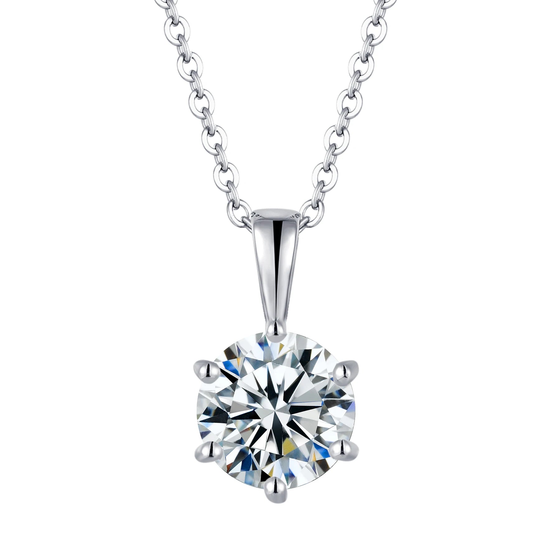 Starsgem 925 Silver Moissanete Necklaces 1ct 2ct VVS Moissanite Silver Stone Necklace for Bride