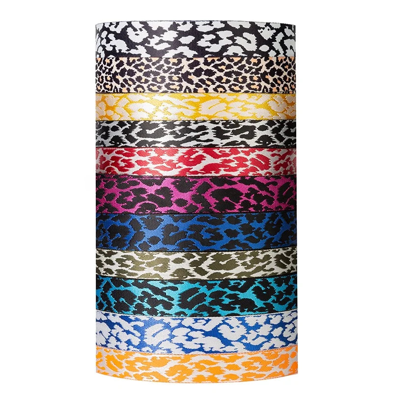 Direct Factory Sale Leopard-Print Jacquard Ribbon Sustainable Imitation Nylon Shoulder Strap for Luggage Clothing Nylon Webbing