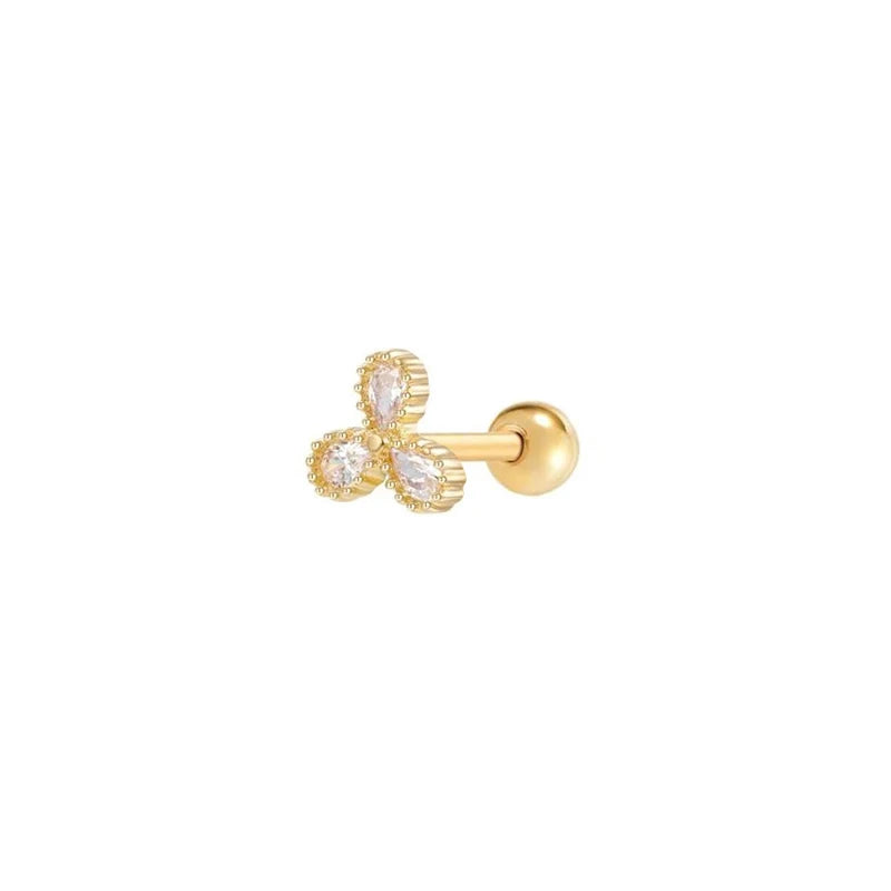 ROXI S925 Sterling Silver Simple Fashion 3-petal Flower Piercing Stud Earrings Jewelry for Women