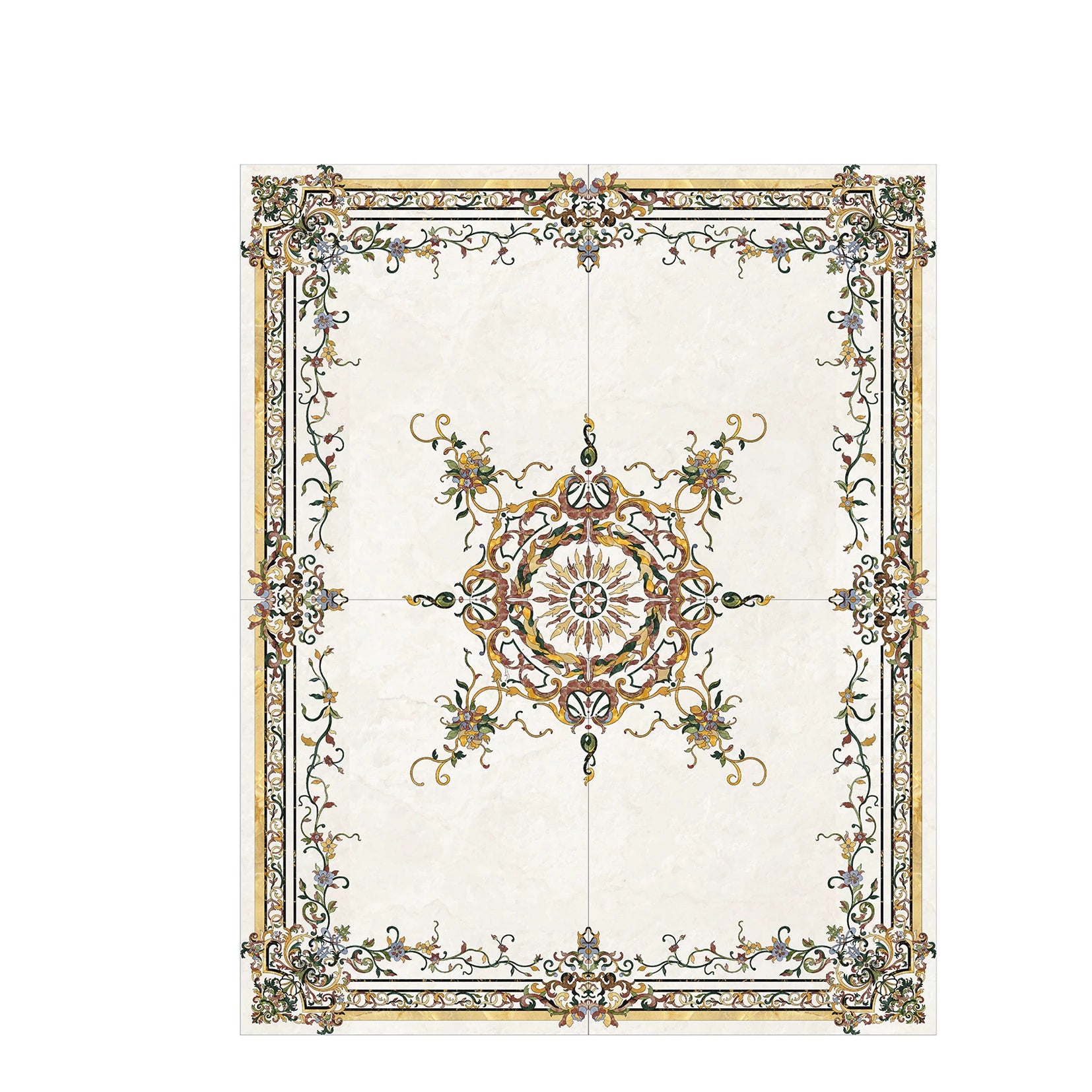 Waterjet Polishing Pattern Marble Mosaic Tiles for Interior Floor Decoration Natural Stone Wall Tile Square Designed for Walls