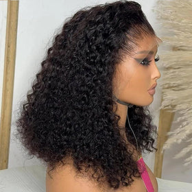 Free Shipping Human Hair Swiss Lace Front Closure Bob Wig Vendor Wholesale YesWigs Short Bob Cut Peruvian Hair Wig Kinky Curly