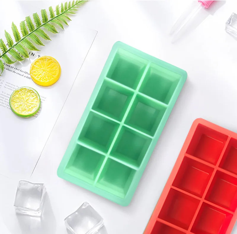 Hot Sale 8 Holes Jelly Bakeware Ice Silicon Candy Tray Square Novelty Silicone Whisky Ice Cube Molds Set Molde De Torta