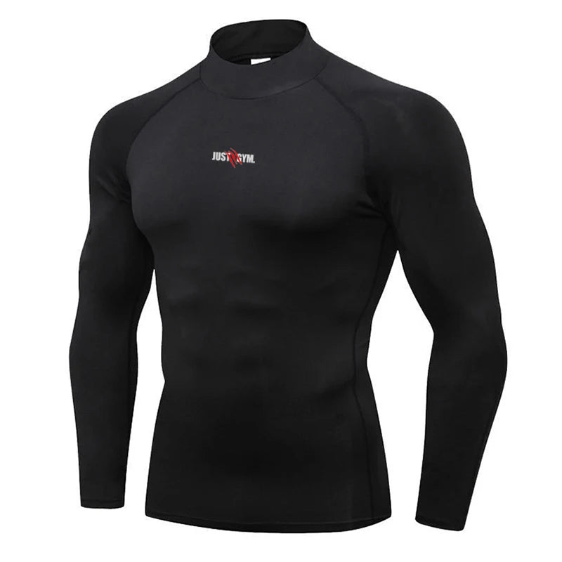 Drop Shopping Wholesale Men's Gym Athletic Compression Sport Running Turtleneck Long Sleeve T Shirt