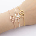 New Trendy Women's Double Heart Stainless Steel 18k Gold Plated Sterling Silver for for Lovers