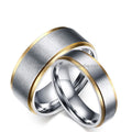 Simple 8mm/6mm Silver Gold 18K Gold Plated Step Edges Geometric Trendy Men's Stainless Steel Wedding Band Comfort Fit