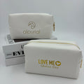 Custom Embossing Logo Square Shape Leather PVC Cosmetic Case Toiletry Washing Bag with Metal Zipper