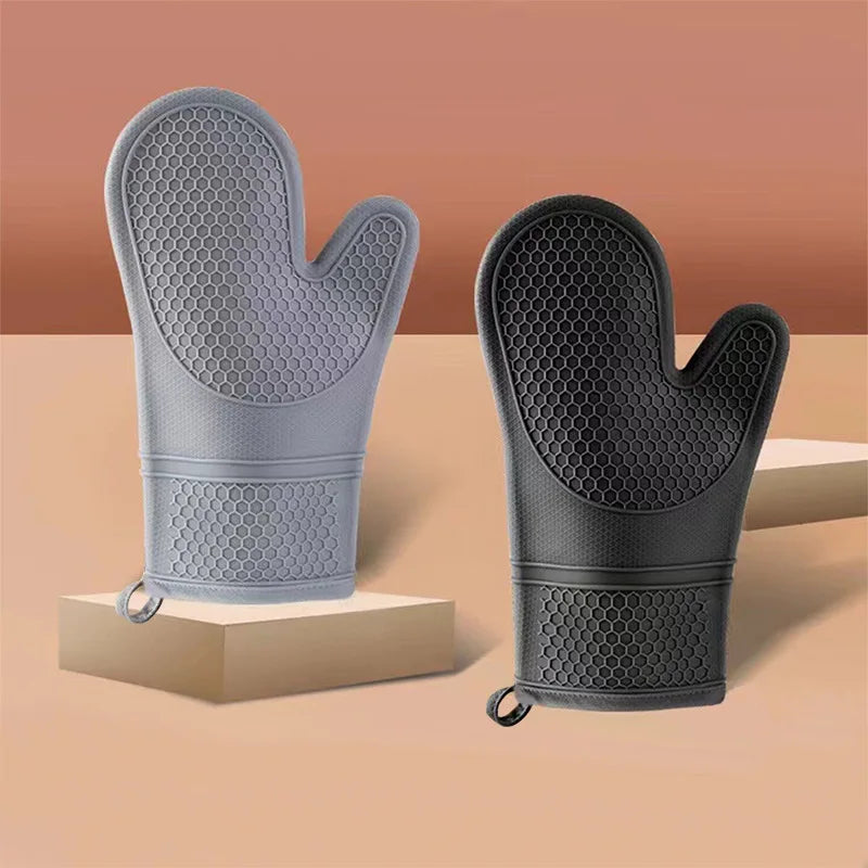 Wholesale Heat and Slip Resistant Silicone Oven Mitts Kitchen Oven Baking Gloves Cotton Lining Silicone Baking Glove