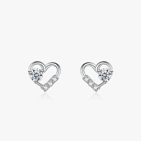 Ailmay Genuine 925 Sterling Silver Heart Earrings Shiny and Transparent Cubic Zirconia for Women Girls Party Accessories Jewelry