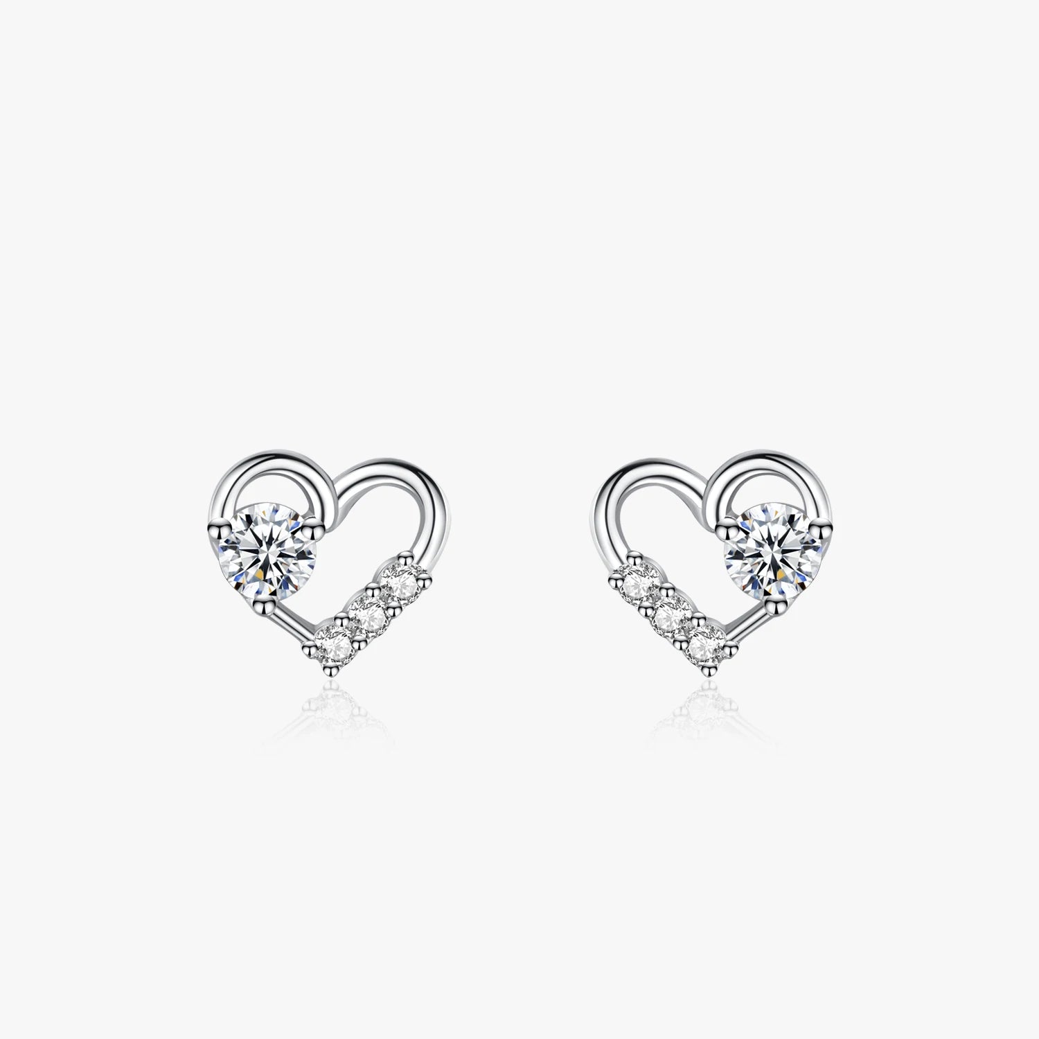 Ailmay Genuine 925 Sterling Silver Heart Earrings Shiny and Transparent Cubic Zirconia for Women Girls Party Accessories Jewelry