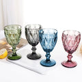 Manufacturer Modern European Design 240ml 300ml Custom Red pink Gray Blue Glass Goblets for Wedding Party Decoration