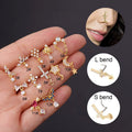 20G Stainless Steel Women Gold Color Dangling L-Shaped S Bend CZ Nose Stud Piercing Jewelry